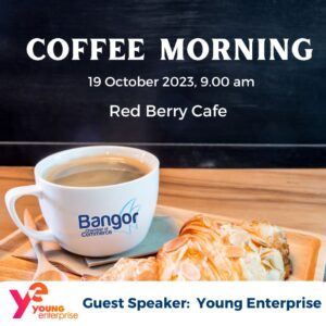Bangor Chamber of Commerce. Coffee Morning 19th October 2023 at the Red Berry Bangor. Coffee and a Pastry.